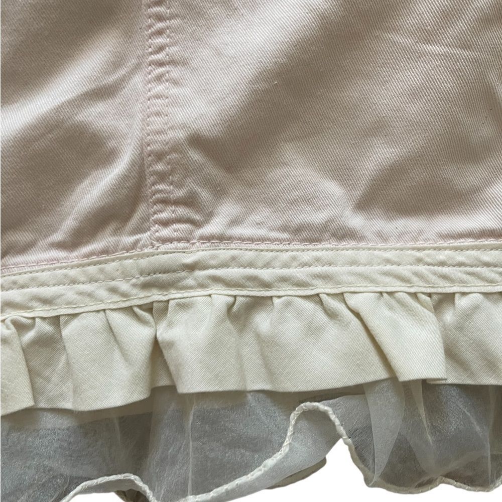 80s 90s retro pink ruffle blue jean miniskirt - Picture 6 of 7